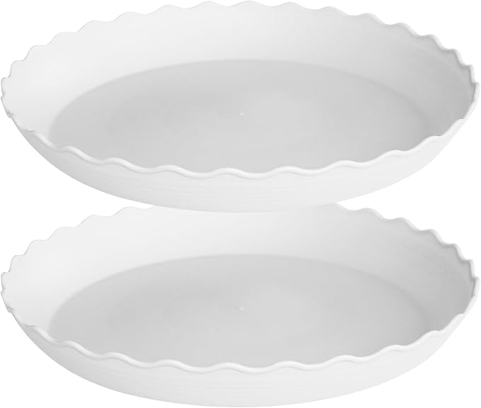 2 Pack Plant Saucer 20 inch, Heavy Duty Plastic Plant Saucers, Durable Plant Tray for Pots, Flower Saucers for Indoors, Plant Pot Saucers, Trays for Planter (White)