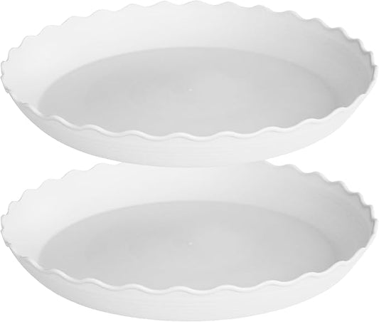 2 Pack of 14 inch Plant Saucer Plant Tray, Plastic Plant Saucer, Heavy Duty Plant Tray for Pots, Plant Saucers for Indoors Planter, Garden Water Plate Bowls for Gallon Grow Bags (White)
