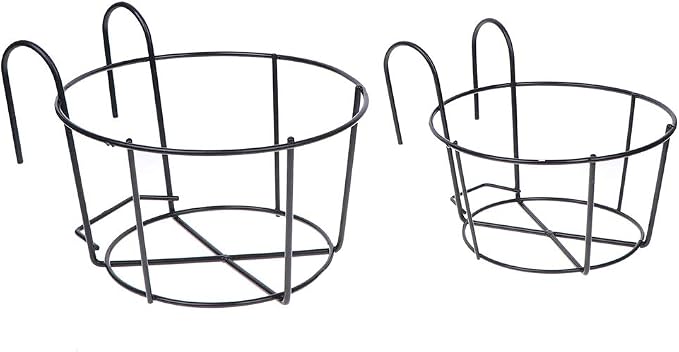 4 Pack Hanging Planters for Railings Rail Planter Hanging Baskets Flower Pot Holders Iron Plant Racks Metal Fence Planter Potted Stand Mounted Balcony Plant Baskets Container,Garden Steel Pots