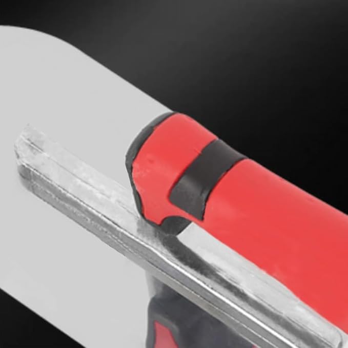 Concrete Tools Stainless Steel Pool Trowel, 14" x 4" Masonry Hand Tool with Soft Grip Handle, Lightweight, Plastering Trowel for Drywall Plastering Construction, Round End (Large:14"L x 4"W)