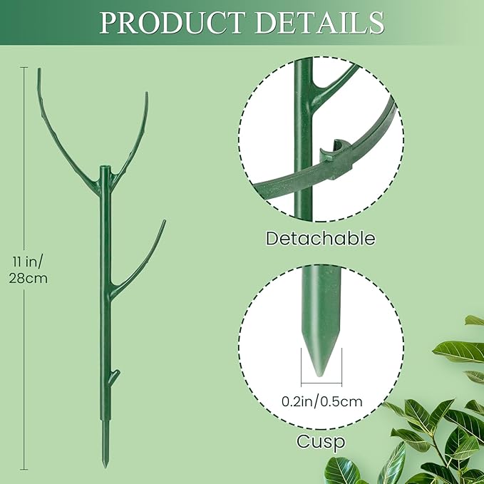 18 Pack Plant Support Stakes & Plant Cage Support Rings, Plant Stakes for Indoor Plants, Stackable Garden Flower Support for Potted Plants, Succulents, Aloe, Small Plants
