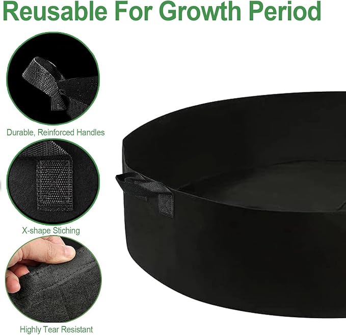 ZtohPyo 2-Pack 15 Gallon Grow Bags,Round Fabric Raised Garden Beds with 2 Handles,Durable Garden Planter Cloth Pots Container to Grow Vegetables for Outdoor Plants