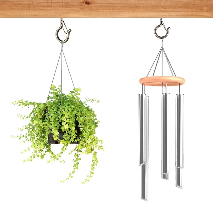 FSAH 24 PCS Q-Hanger Hooks, Screw Hooks for Outdoor String Lights, Safety Buckle Design Cup Eye Hook for Hanging Christmas Lights, Plants, Mounted on Wall Ceiling, Include 1 Wing Nut Driver, Copper