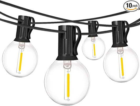 18Ft Outdoor Patio String Lights, Commercial Light String with 10+1 Plastic G40 LED Clear Globe Bulbs,Decoration for Patio Backyard Cafe Porch Garden Bistro Party Wedding