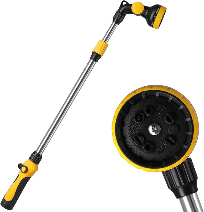 Watering Wand,26-33 Inch Adjustable Watering Wand for Hose is Aluminum Alloy Tube with Rubber Handle High Water Flow for Watering Plants and Lawn Cleaning