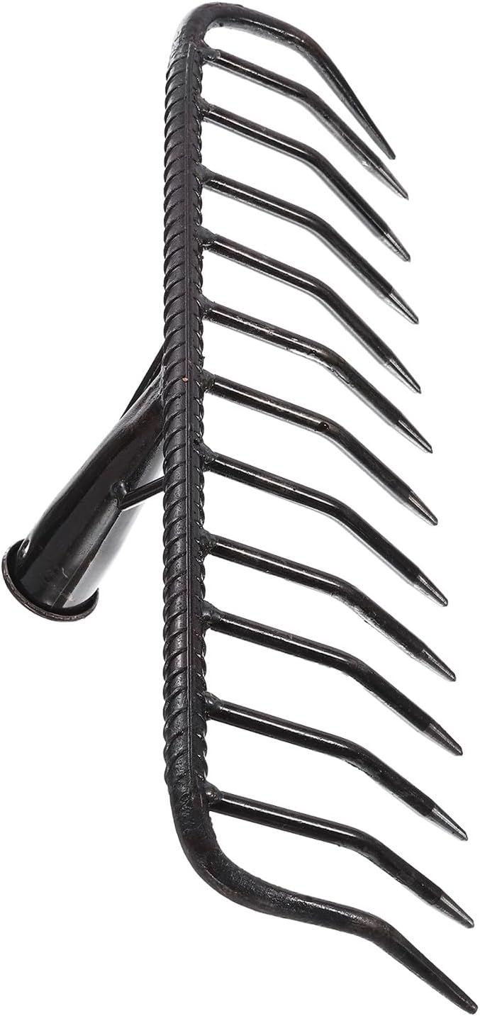 HARFINGTON Garden Rake Replacement Head 13 Tines Cast Iron Rake Head for Garden Preparation Leaf Debris Cleanup Soil Aeration Educational Tool, Black