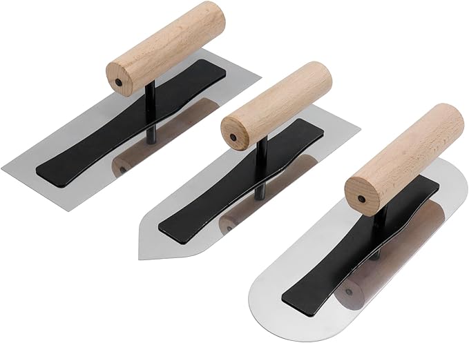 Semetall 3PCS Stainless Steel Venetian Plaster Japanese Finishing Trowel Set Art Paint Plastering Hand Tools - 9" Length