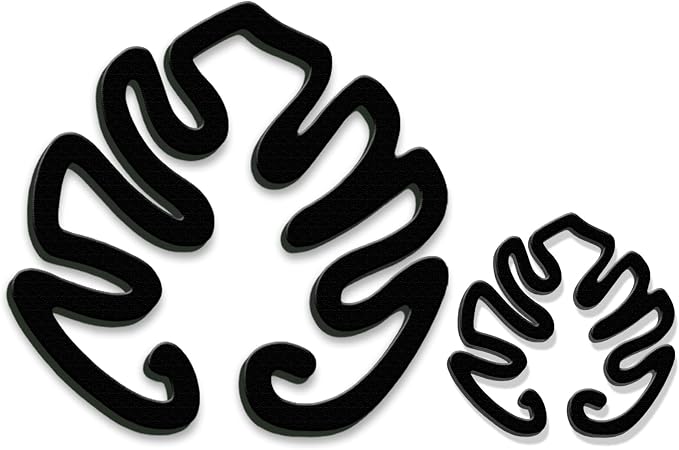 2PACKS Unique & Aesthetic Monstera Leaf Shape Grapple Plant Support, Grappler Rings, Plant Support Monstera with Ties, Keeps Plants Tame & Growing Vertical (Black)
