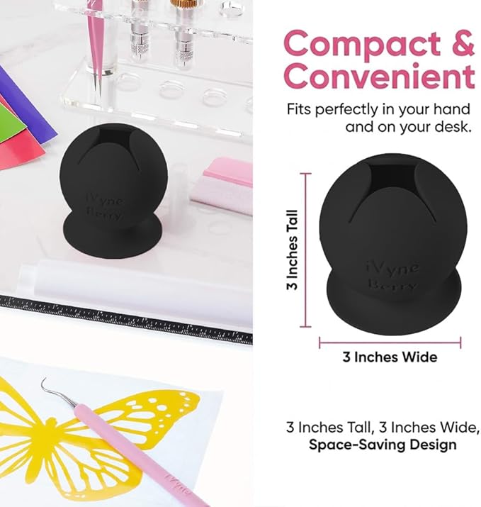 iVyne Berry Suctioned Vinyl Weeding Scrap Collector & Holder for Weeding Tools for Vinyl - Black