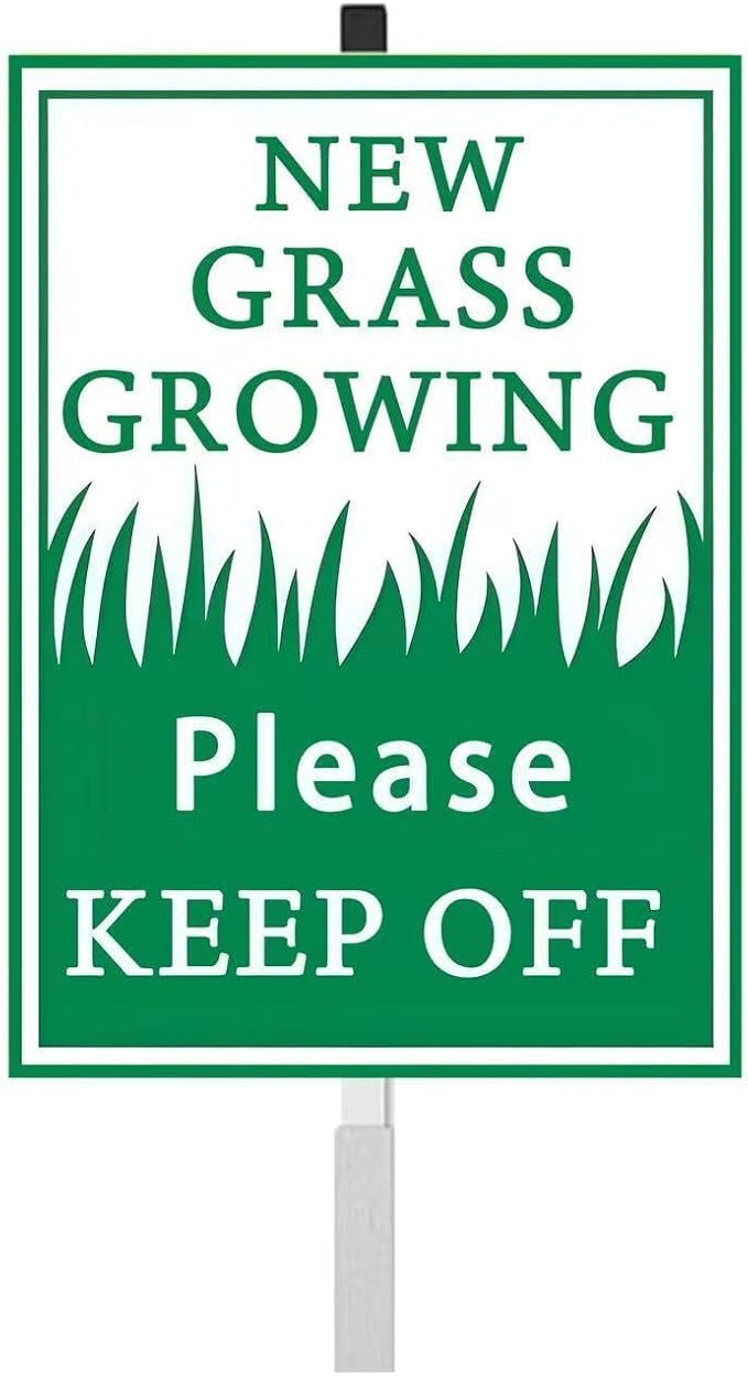 New Grass Growing Please Stay Out Of Yard Sign With Stakes(8 * 12in) Rustproof Reflective Aluminum Keep Off Grass Lawn Sign Stand for Home Garden