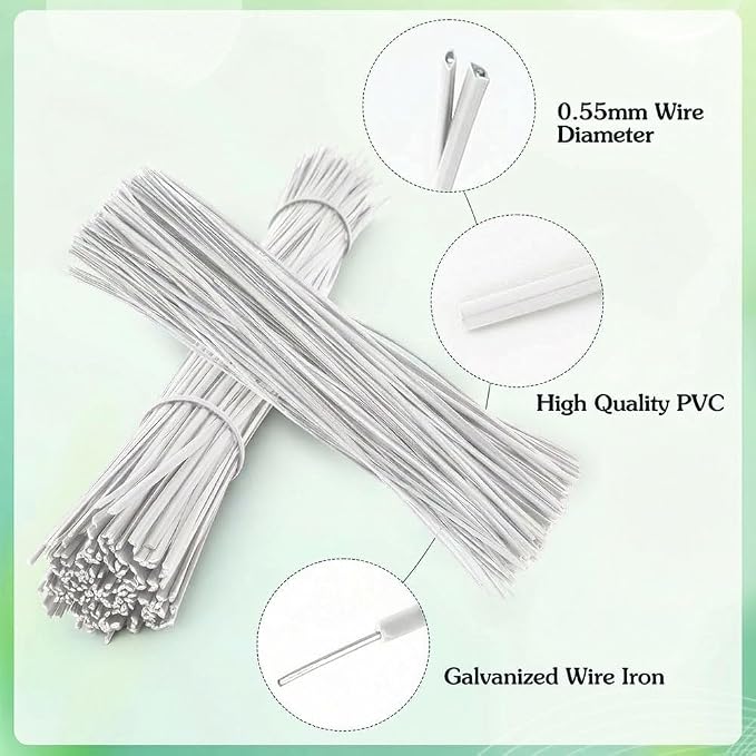 200 PCS Twist Ties for Plants, 7.8 Inch Garden Twist Ties Reusable White Cable Tie with Rugged Metal Innercores for Bread Cake Pop Candy Bags Cable Organization Christmas Tree Gardening Decor
