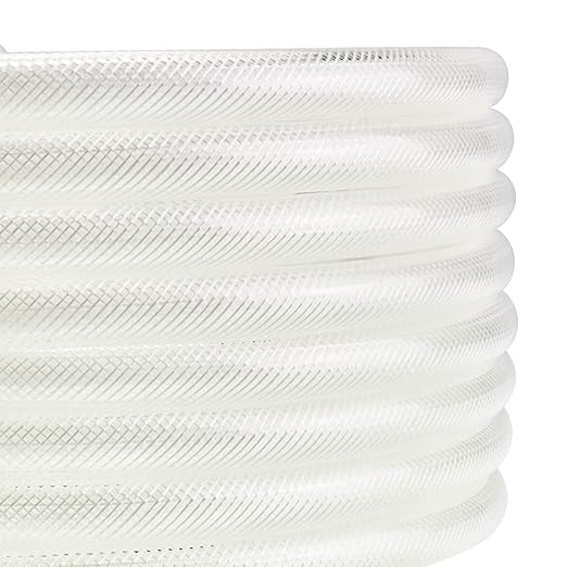 5/8" ID x 50 Ft High Pressure Braided Clear PVC Vinyl Tubing Flexible Vinyl Tube, Heavy Duty Reinforced Hose Tubing, BPA Free and Non Toxic