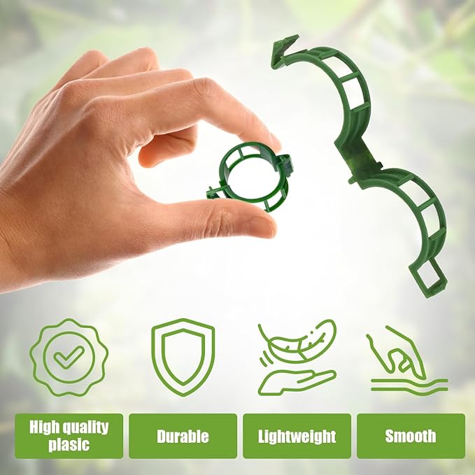 300 PCS Secured Plastic Plant Clip 2025 New Plant Support Clips Tomato Trellis Crop Clip for Plant Vegetables Fruit Flower (Green)