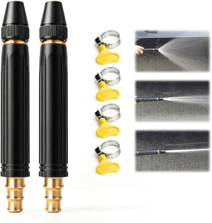 Jet Nozzle Power Washer for Garden Hose, Heavy Duty Adjustable Hose Nozzle, Garden Hose Nozzle High Pressure Powerful Cleaning Spray Evenly, High Pressure Hose Nozzle for Car Washing (Type-B*2)