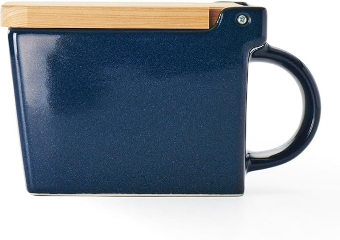 ZERO JAPAN Bee House Premium Salt Box with Hinoki Lid - Container for Sea Salt and Spices - Elegant Cellar for Kitchen Countertop - Jeans Blue, 16 oz