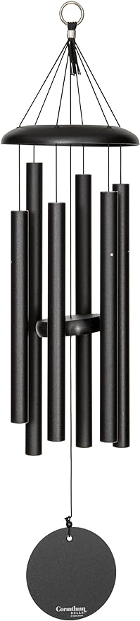 Corinthian Bells 30 Inch Black Wind Chimes for Outside, Modern Metal Outdoor Wind Chime for Patio Decor, Made in USA