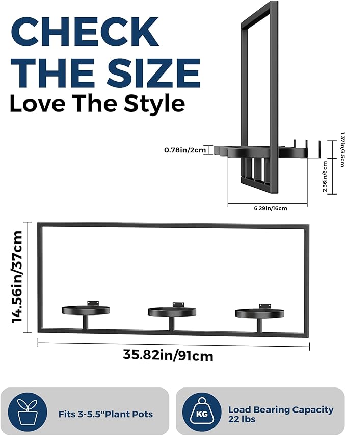 Wall Planters for Indoor Plants, Plant Frames Wall Decor Living Room Plant Stand Hanging Wall Plants Holder to Hold Large Pots Wall Plant Hanger Window Plant Shelves for Outdoor Entryway
