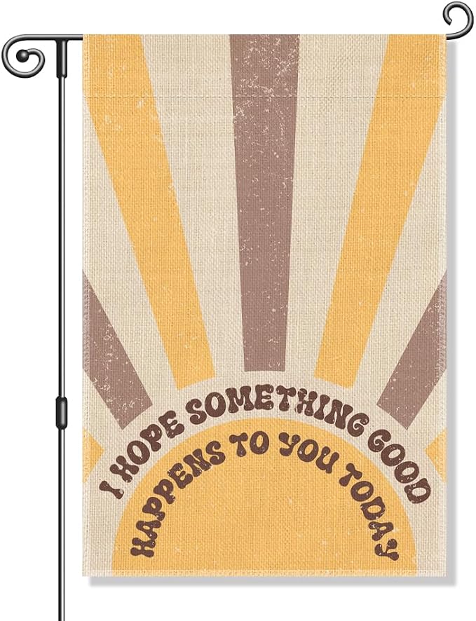 Perfectinsoy I Hope Something Good Happens To You Today Boho Sunrise Garden Flag, Vintage Sunset Sunrise Yard Flag, Party Holiday Welcome Yard Farmhouse Patio Porch Lawn Outdoor Decor