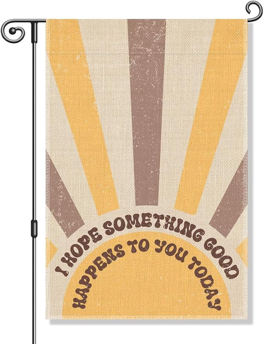 Perfectinsoy I Hope Something Good Happens To You Today Boho Sunrise Garden Flag, Vintage Sunset Sunrise Yard Flag, Party Holiday Welcome Yard Farmhouse Patio Porch Lawn Outdoor Decor