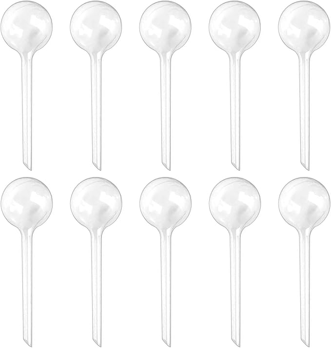 Plant Watering Globes Set of 10, Self Watering Bulbs for Indoor & Outdoor Plants, Plastic Automatic Water System Self-Watering Balls Irrigation Device (Clear, 10 Pack Small)