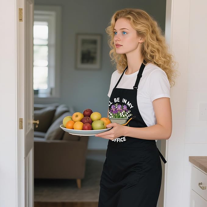 Funny Garden Aprons for Women with Pockets, Adjustable Water-Resistant Gifts for Gardener Mom Wife Plant Lover