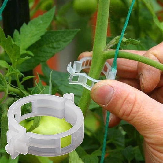 100 Pcs Garden Plant Support Clips, Tomato Clips, Plant Ties, Trellis Clips, Tomato Vine Vegetables Plants Trellis Clips to Grow Upright Makes Plants Healthier (White)