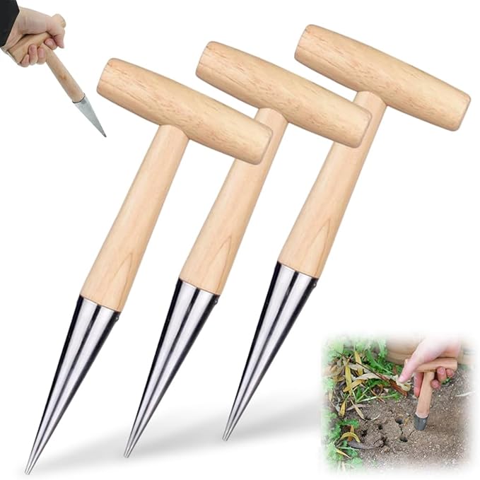 Plant Hole Digger for Planting, 2026 Hand Dibbler Seed Planter Tool, Bulb Planter Tool, Seeds Transplanting Plants Planting Bulbs, Garden Seed Dispenser for all vegetable fruit flower seeds (3pcs)