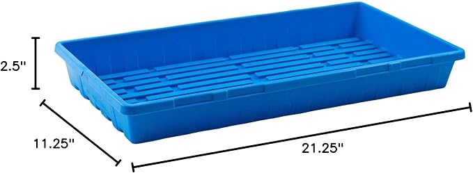 Bootstrap Farmer 1020 Trays Heavy Duty, 10 Pack, Blue, No Holes | 2.5" Deep Seed Starting Flats for Microgreens, Wheatgrass, Fodder Systems