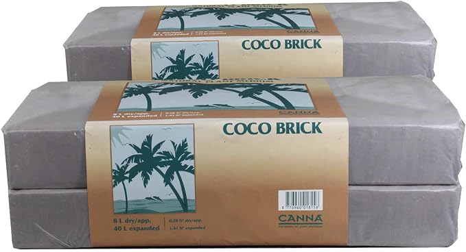 Canna Coco Brick 40L Expandable Natural Plant Medium Soil Substrate, 40 Liter Expanded - 8 Liter Dry, Reusable (2)