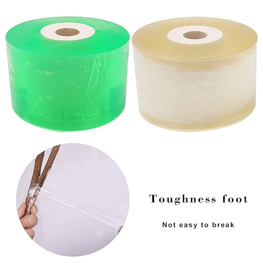 Pengxiaomei 2 pcs Grafting Tape, Stretchable Garden Grafting Tape Plants Repair Tapes Clear Floristry Film for Floral Fruit Tree and Poly Budding Tape 1.2Inch(Green,Yellow)