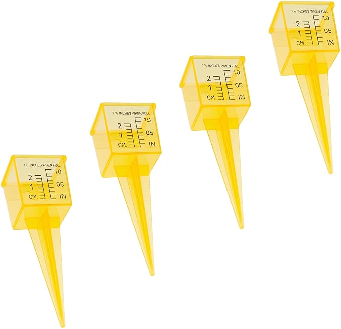 4 Pcs Rain Gauge Outdoor 1.5" Sprinkler Gauge Yellow Sprinkler Measuring Cups with Wide Mouth