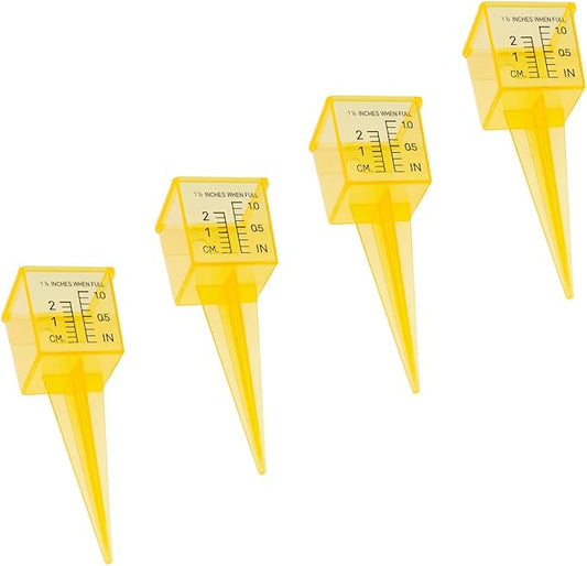 4 Pcs Rain Gauge Outdoor 1.5" Sprinkler Gauge Yellow Sprinkler Measuring Cups with Wide Mouth