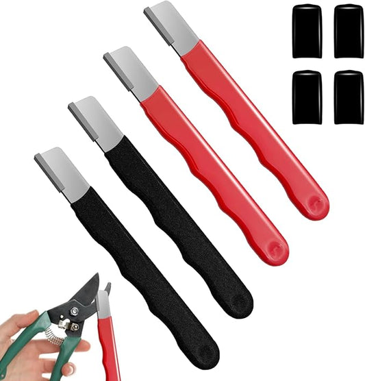 4 Pcs Pocket Blade Sharpener, Premium Steel Garden Tool Sharpener Multipurpose Usage, Knife Portable Blade Sharpener for Pruning Shears Scissors Sickle Fence Shears Gardening Pruner Loppers