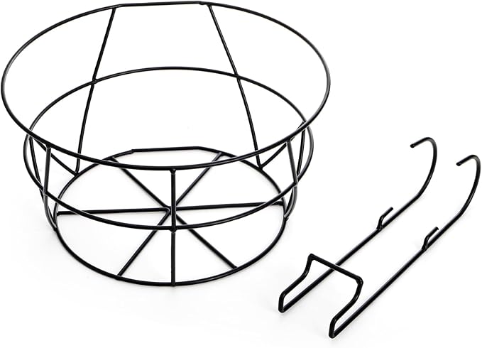 Pumtus 3 Pack Railing Planter Holders, 10'' Round Iron Hanging Fence Pot Basket, Over The Rail Indoor Outdoor Plant Hanger Rack, Black Balcony Flower Stand Shelf for Porch, Railing, Patio, Garden