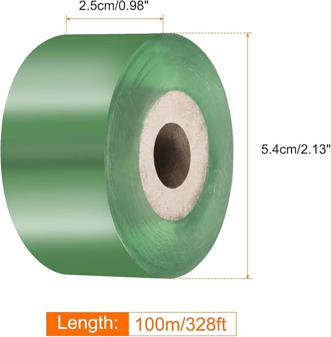 HARFINGTON 4 Rolls Fruit Tree Grafting Tape 2.5CM x 100M PVC Stretchable Garden Grafting Tool Plants Self Adhesive Floristry Film for Floral Tree and Poly Budding, Green