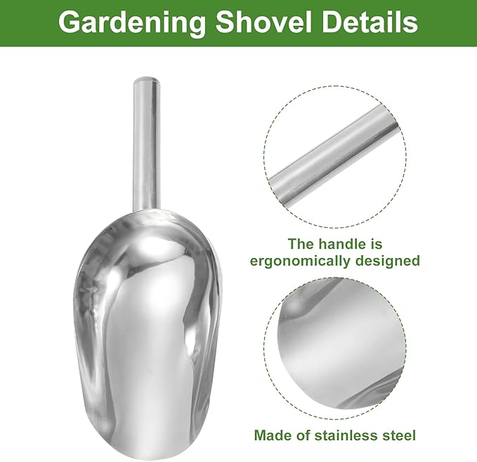 HARFINGTON Garden Soil Scoop 9.45 x 3.74 Stainless Steel Hand Shovel Spade with Handle for Planting Weeding Digging