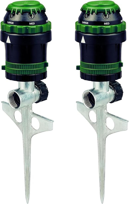 2-Pack Orbit 58573N H2O-Six Gear-Drive Sprinkler on Metal T-Spike