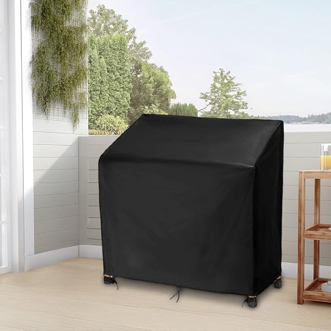 Canvas Potting Bench Cover, Waterproof Outdoor Table For Garden Furniture, All Weather Anti-UV Protection With Zipper, Adjustable Drawstring & Windproof Straps, Durable Protector(35"Lx19"Wx36/46"H)