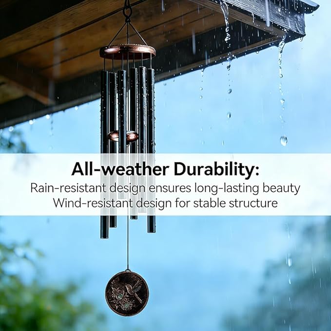 Wind Chimes for Outside, Vintage Hummingbird Deep Tone Wind Chime Outdoor Clearance, Patio Porch Balcony Decoration, Garden Hanging Decor Gifts for Women Mom Grandma (34" Hummingbird)