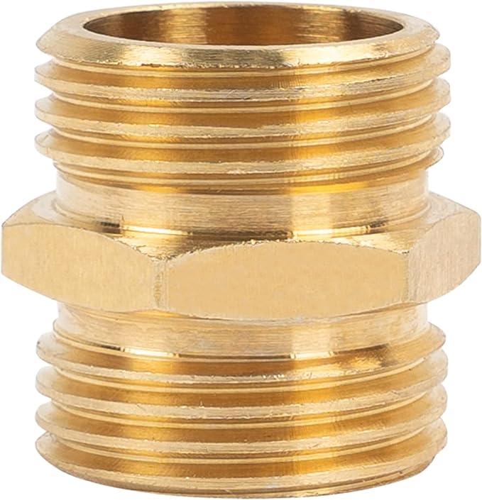 Hourleey Garden Hose Adapter, 3/4 Inch Male to Male Hose Adapter, Solid Brass Hose Connectors, 2 Pack Male Connector with 2 Extra Washers