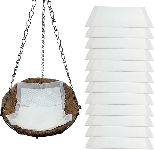 12Pack Self Watering Liners for Hanging Plants Basket,10 X 14” Plant Basket Insert Watering Devices Coconut Liner Auto Watering Mat for Outdoor Window Box Pot (12, White)