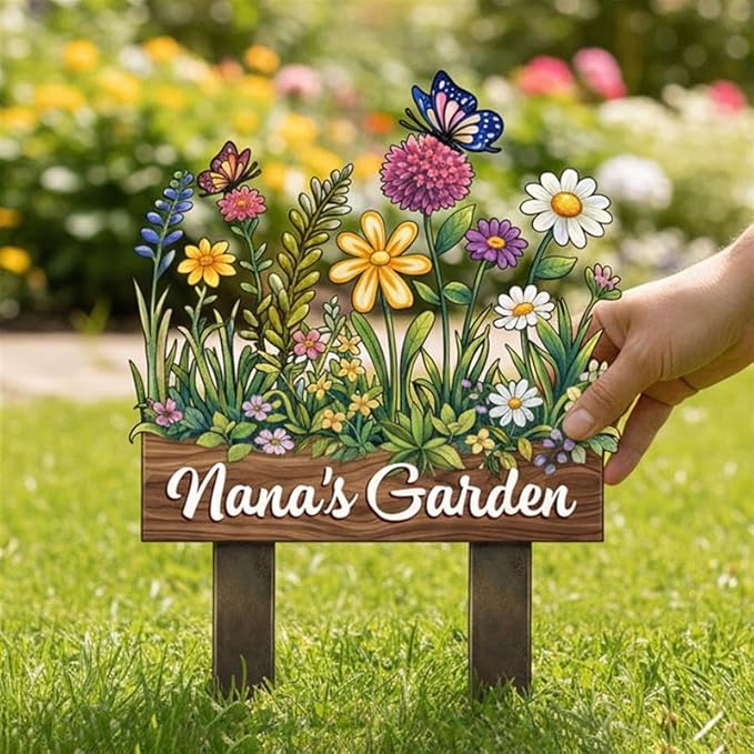 Personalized Metal Yard Sign for Mother's Day, Butterfly & Flower Garden Stake, Gift for Garden Lovers, Garden Decor, Christmas Decoration