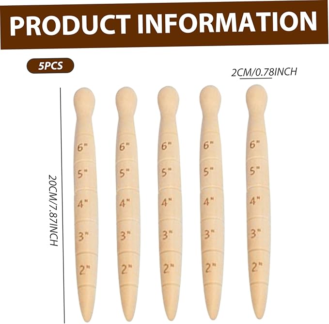 5Pcs Dibbler 8 Inch Wooden Dibbler with 5 Level Scale Portable Replacement Professional Seed Planter Tool for Seedling, Gardening Gardening Tool Garden Tools Seed Planter
