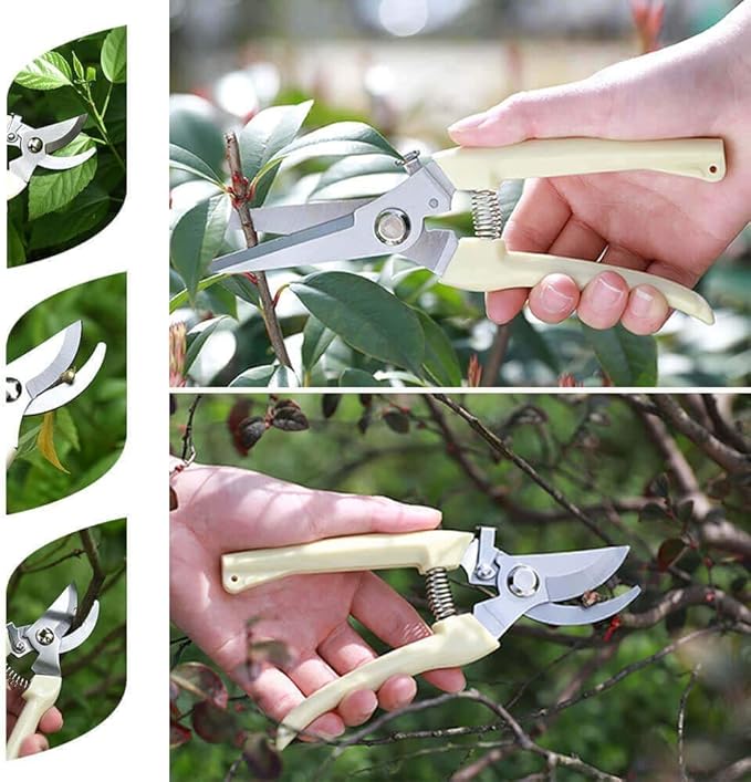 2-Pack Premium Gardening Pruning Shears Set - Includes Straight Blade Scissors & Bypass Pruner - Stainless Steel Blades for Easy Trimming, Cutting Branches, Flowers & Fruits