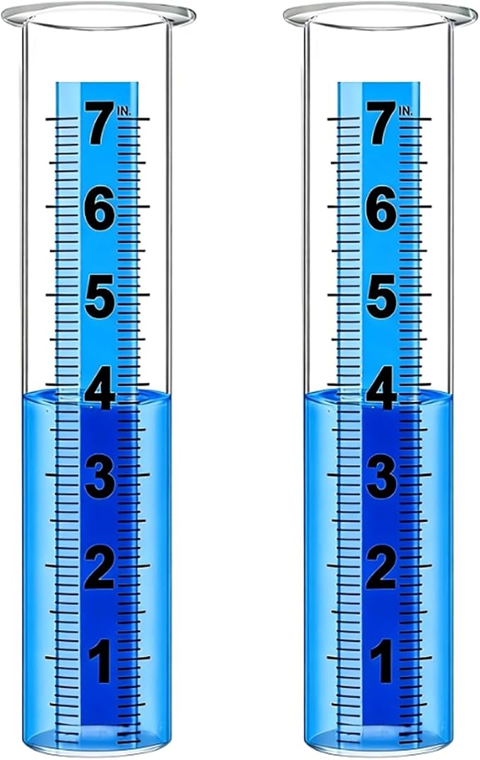 Rain Gauge Replacement Tube, Accurate Rain Gauges Outdoors Best Rated, 7" Capacity Rain Gauge Tube Replacement for Yard & Garden, Water Gauge for Rain (Large Scale Tube)