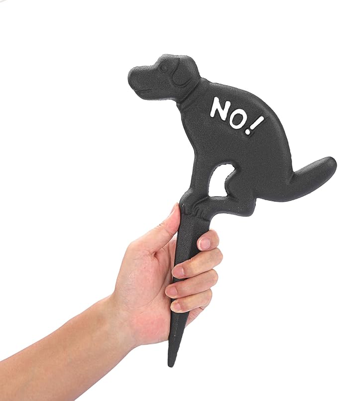 JUXYES Pack of 2 Cast Iron No Pooping Yard Sign Stake, No Dog Allowed Poop Spike Garden Hose Guides Decorative Stake for Garden Lawn Yard
