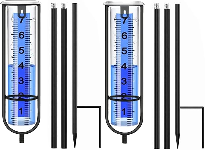 DLUCKY 2 Pack Rain Gauge Outdoor, 38.8'' Freeze Proof Rain Gauge Outdoor with Stake Thickened Rain Gauges Large Clear Numbers Rain Gauges for Yard Rain Measuring Tool for Lawn, Patio, Yard, Garden