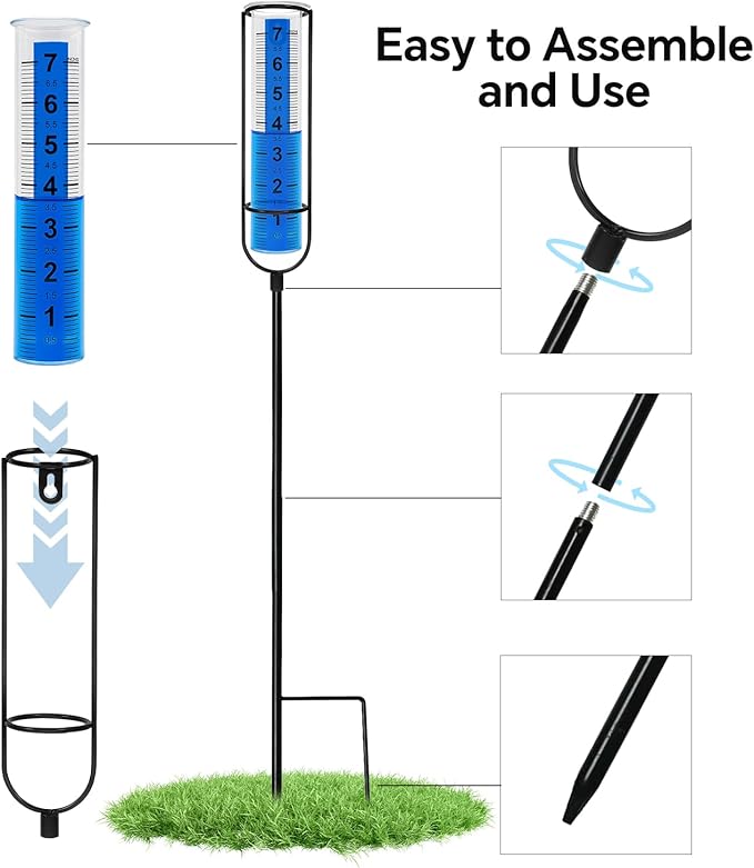 Rain Gauge Outdoor for Yard, Heavy Duty Rain Guage Gage Freeze Proof Best Rated, Large Plastic Water Gauge with Floating Duck and Ball, Playful & Accurate