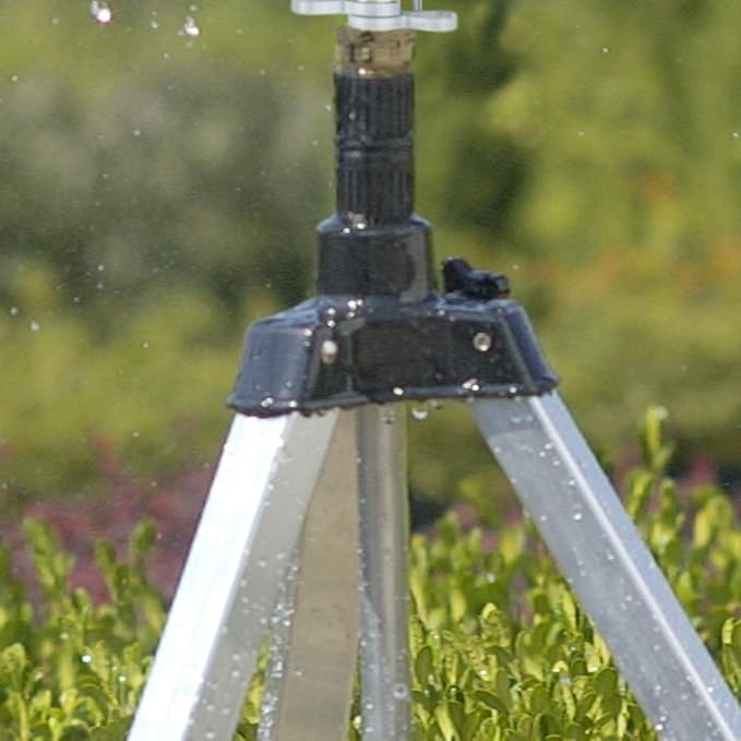 Gilmour Pro Telescoping Extra Large Area Circular Water Sprinkler for Lawn, Tripod Sprinkler with 8,500 sq ft Coverage, White/Black