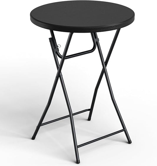 Folding Table, 32 Inch Foldable Cocktail Bar, High Top Round Folding Tables No Assembly, Portable Bistro & Commercial Furniture for Wedding, Banquet, Party, Indoor Outdoor Use